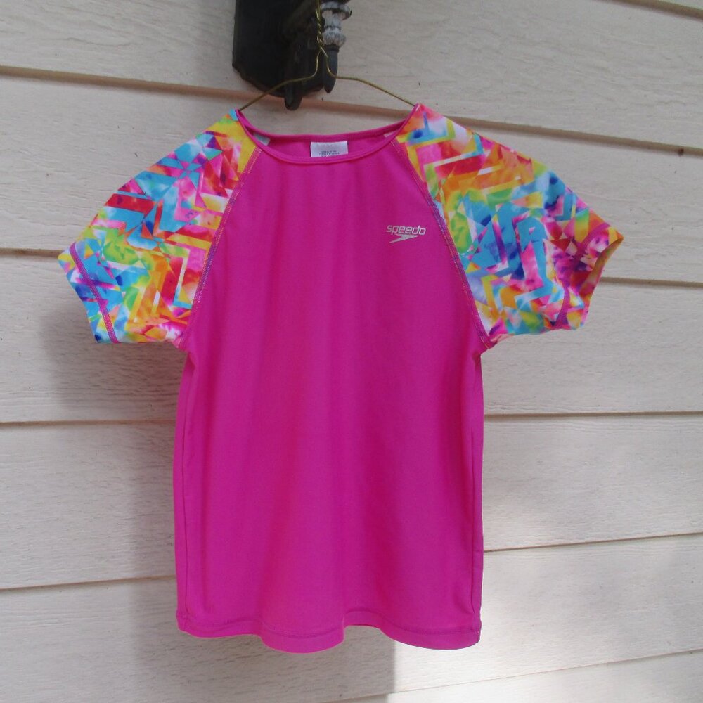 Girls Size M Short Sleeve Speedo Rash Guard